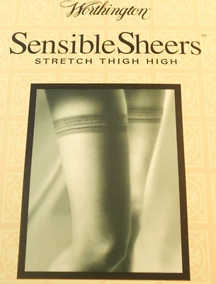 Medias hasta el muslo 17 denier nailon negro promedio Worthington tacón desnudo N Foto 1 de 4