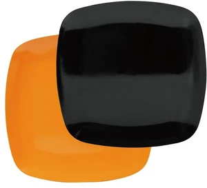 Halloween Plates x2, orange and black, 10.5" Melamine Square Plates, Unbreakable - Picture 1 of 6