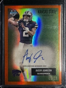 AVERY JOHNSON 2025 Bowman U Chrome 1955 Orange On Card Auto /25 KSU SO CLEAN BRO - Picture 1 of 4