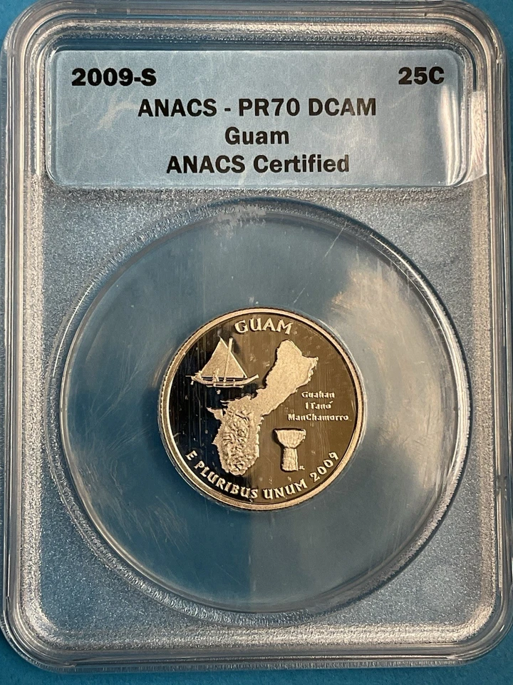 2009S 25c Territories Quarter Guam ANACS PR70 DCAM - Image 1 of 2