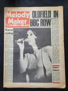 Melody Maker UK Zeitung, 1. November 1975, Karen Carpenter, Natalie Cole, Steve How - Bild 1 von 12