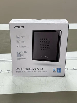 Asus TeK SDRW-08V1M-U-BLK-G-AS Zen Drive V1M External 8X DVD USB-C Drive, Black - Image 1 of 3
