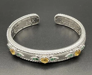 Bracciale Judith Ripka Argento Sterling Cerniera 7 1/8” Circonferenza Interna - Foto 1 di 10