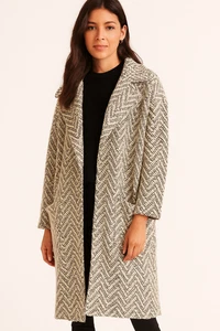 Soft Surroundings Cardigan Duster Sweater Sz S Herringbone Chevron Neutral Cozy - Picture 1 of 5