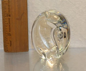 Signed STEUBEN Crystal Art Glass ELEPHANT Hand Cooler Vintage Figurine Abstract - Picture 1 of 6