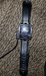 Pebble Steel 401b Smartwatch Leather Band FOR PARTS NO RETURNS READ With charge - Picture 1 of 5