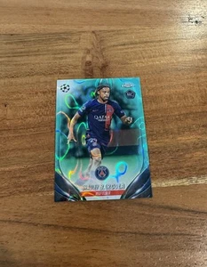 Bradley Barcola 2023-24 Topps Chrome UEFA Aqua Lava Refractor SP RC Rookie NRMT+ - Picture 1 of 2