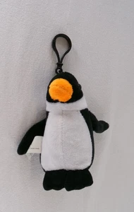 Penguin 5" Plush Stuffed Toy Zipper Backpack Plastic Clip Excellent Used Condit. - Picture 1 of 11