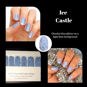 Color Street ICE CASTLE 100% nail polish strips Blue Sparkle