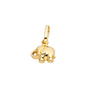 New 14k Gold Elephant Pendant Mini Luck Charm Necklace Medalla Elefante Oro Real