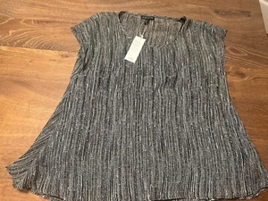 Eileen Fisher XS schwarz/weiß gestreiftes gefüttertes Top mit Rundhalsausschnitt SEIDE neu mit Etikett $ 268 - Bild 1 von 7