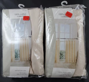 Lot of 2 Single Panel Curtains Drapes 82"x36" 100% Cotton Beige Tan Target Home - Picture 1 of 10
