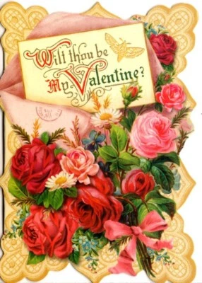 Happy Valentine's Day Love Note Roses Die Cut Blank Note Card By Punch Studio - Image 1 of 3