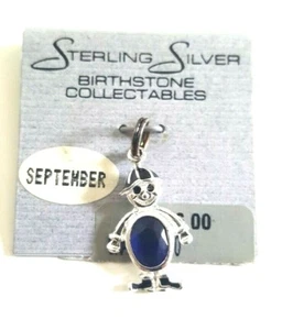 Dije de plata esterlina de piedra de nacimiento de septiembre coleccionables zafiro 2" #101 - Imagen 1 de 2
