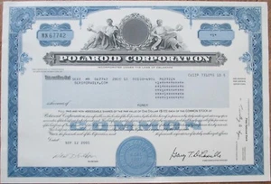 Certificado de stock Polaroid Corporation 2001, fotografía con cámara - Imagen 1 de 1