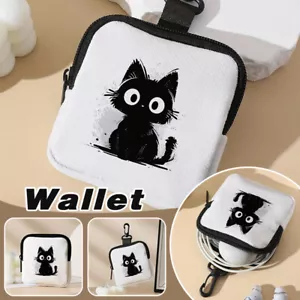 Portable Cat Pattern Large Capacity Coin Wallet Zipper Earphone Storage Bag - Picture 1 of 11