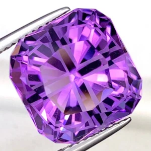 Custom Cut 7.24 Cts Natural Purple Amethyst Fancy Cushion Cut Bolivia - Picture 1 of 3