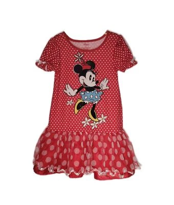 Disney Minnie Mouse Clásico Flor Sombrero Lunares Tutú Camisón, Vestido, Talla 4 Foto 1 de 2