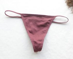 Women Sexy Thong Solid stripe Tback underwear High cut G-string Panties Purple M