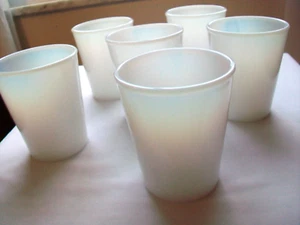 LOT OF 6 VINTAGE WHITE OPALESCENT MILK GLASS JUICE TUMBLER CUPS 4 oz. - Picture 1 of 11