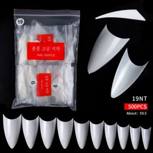 500x False Nail Tips Stiletto Coffin Oval Almond Square Nail Acrylic False Nails - Picture 1 of 42
