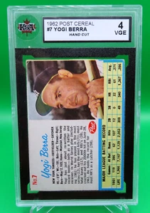1962 POST Cereal Card #7, YOGI BERRA, New York Yankees,  KSA 4 Graded - Picture 1 of 3