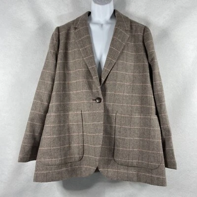 Chaqueta Madewell Para Mujer 3X Gris Rosa Blazer Mezcla Lana Sarga Cuadros Nueva Foto 1 de 4