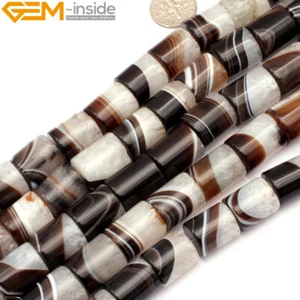 Natural Botswana Agate Stone Beads Column Tube Cylinder For Jewelry Making 15" - Picture 1 of 38