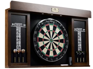 🎄 Bristle Dartboard Cabinet Set, LED Lights, Official Size Dart Board - NEW🎄 - Picture 1 of 9