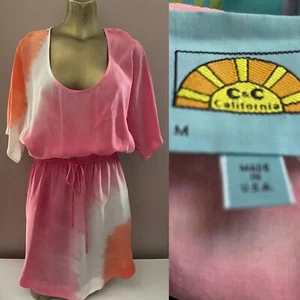 C & C CALIFORNIA NWOT Peach and White DRESS Size Medium - Picture 1 of 8