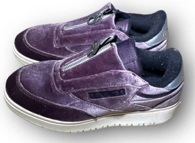 Reebok Club C Mujer Talla 8 Plataforma Doble Cremallera Terciopelo Difuso Púrpura Y2K Moda Foto 1 de 4