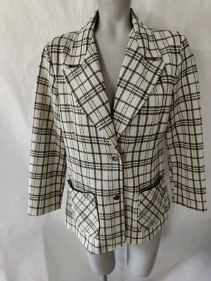 Винтажный Jack зимний желтовато-коричневый, бежевый и черный клетку женщин Blazer куртка размер 16 - Изображение 1 из 4
