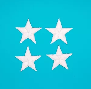 Weißer Stern bestickt Bügelbild Patch Applikation - 4er Pack - 1,18" Punkt zu Punkt - Bild 1 von 2