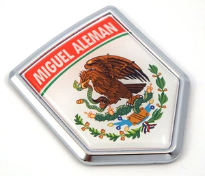 Miguel Aleman Mexico Flag Mexican Car Emblem Chrome bike Decal 3D Sticker MX15 - Foto 1 di 2