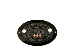 Large Beware Of The Chicken Sh t Wall Plaque Sign 7.5" x 5" With Extra Poo - Picture 1 of 2