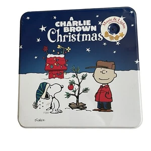 Charlie Brown Christmas Snoopy No Cookie Tin Box Music Lights Works - Picture 1 of 6