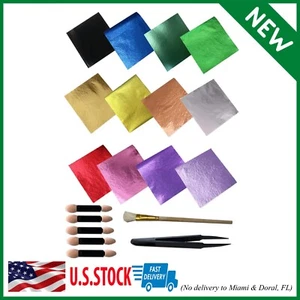 12 Colors Imitation Gold Foil Sheets Multi-Color Leaf Paper 600 Pieces For Arts - Picture 1 of 8