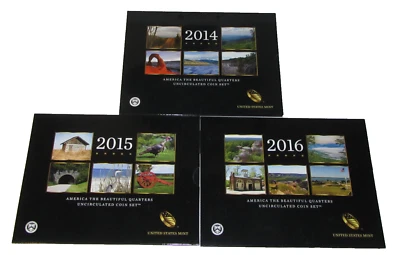 2014, 2015 & 2016 America The Beautiful Uncirculated Coin Set US Mint OGP - Image 1 of 4