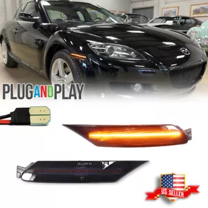 2PCS JDM Smoked Amber LED Front Side Marker Lights For 2004-2008 Mazda RX-8 RX8 - Picture 1 of 10