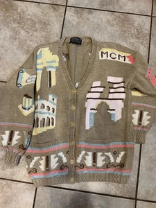 Vintage Berek Marta D Sz M MCM Sweater Cardigan Rome Greece Button - Picture 1 of 4