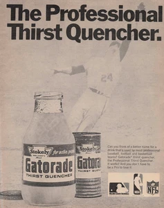 1970 Vintage Print Ad Gatorade The Professional Thirst Quencher Stokely MLB NBA - Picture 1 of 2