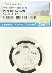 2020 S SILVER PROOF WEIR FARM HISTORIC SITE QUARTER NGC PF70 ULTRA CAMEO - Picture 1 of 2