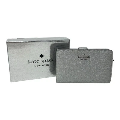Cartera Kate Spade Kenzie Brillo Mediana Compacta Doble Plegable a Luz Lunar Foto 1 de 4
