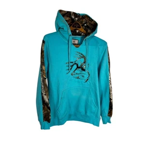 NWT Legendary Whitetails Women's Outfitter Hoodie Medium Teal Camp Deer Hunting - Picture 1 of 8