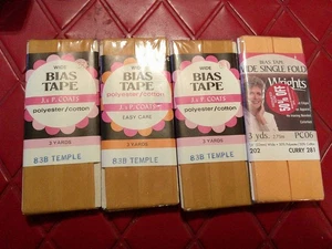 LOT Of Four ASSORTED COLORS Cotton/Polyester 1" SINGLE FOLD BIAS TAPE- #J7 - Picture 1 of 2