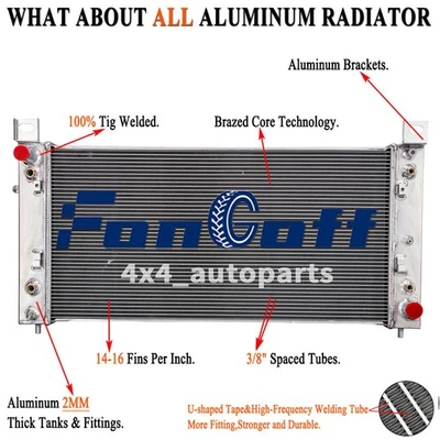4 Rows Radiator Shroud Fan For 1999-13 Chevrolet Silverado Suburban GMC Tahoe US - Image 1 of 4
