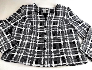 Danillo Damen Übergröße 20 W Blazer Jacke schwarz weiß gefüttert Knopfleiste geometrisch - Bild 1 von 19