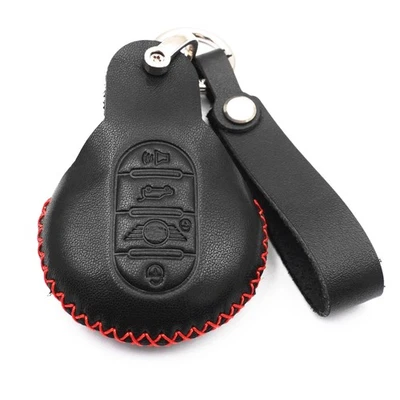 Cubierta de llavero inteligente de 4 botones de cuero negro para Mini Cooper Clubman F55 F56 F57 Foto 1 de 4