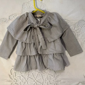 No Sin Valentina Euro Spanish Girls Ruffled Cape Grey Coat Jacket Size 4 - Picture 1 of 9