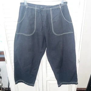 Vintage Fresh Produce Flat Weave Black Crop Pants Culottes Medium - Picture 1 of 4